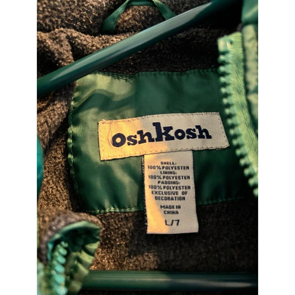 OshKosh Green Winter Puffer Coat Hooded Jacket 7 Boys Outerwear
